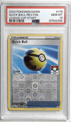 V1070: 2020: QUICK BALL-REV.FOIL: 179/202: LEAGUE CUP STAFF: PSA 10: GEM MT: 87502356